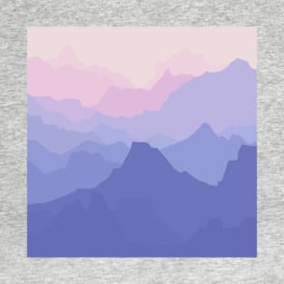 Pink and Lilac Pastel Rocky Hill Landscape Digital Illustration T-Shirt